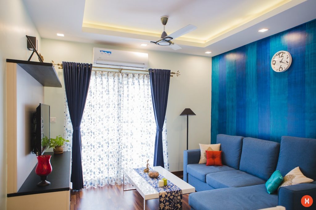 Pengaplikasian warna pada ruang tamu (Foto: Pexels/HomeLane .com)