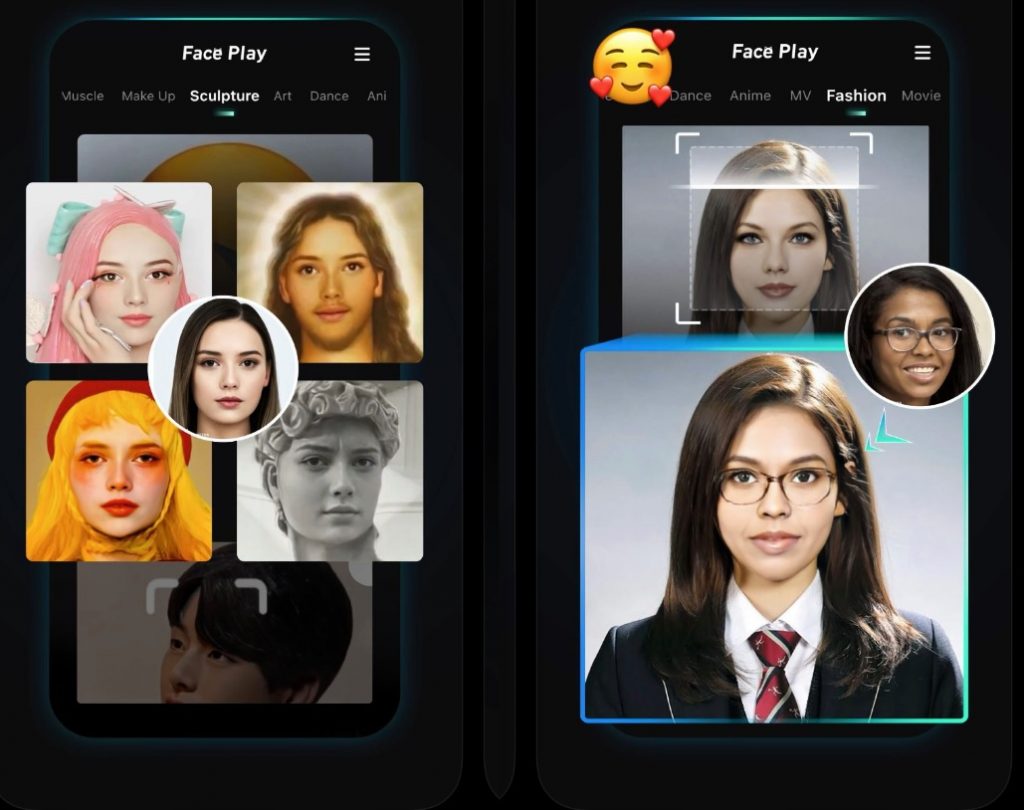 Penggunaan aplikasi Faceplay (Foto: APKPure)