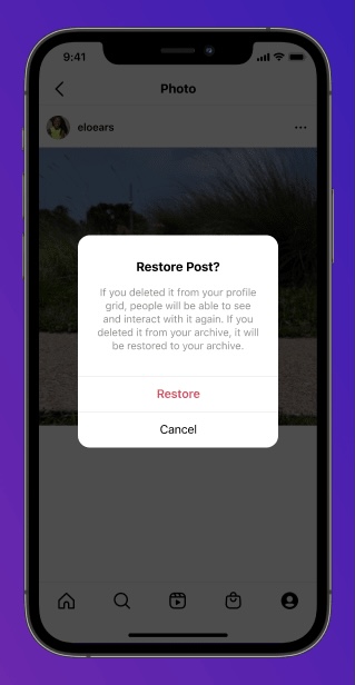 Fitur 'recently deleted' pada Instagram untuk memulihkan postingan (Foto: Search Engine Journal)