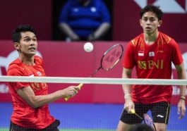Fajar Alfian dan Muhammad Rian Ardianto, pasangan ganda putra Indonesia. Foto: EPA-EFE