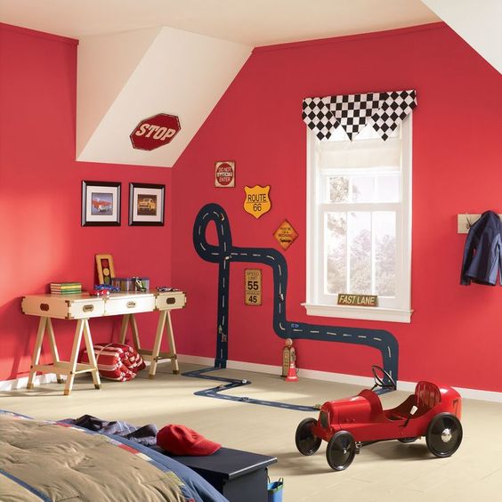 Warna merah untuk kamar anak (Foto: Pinterest)
