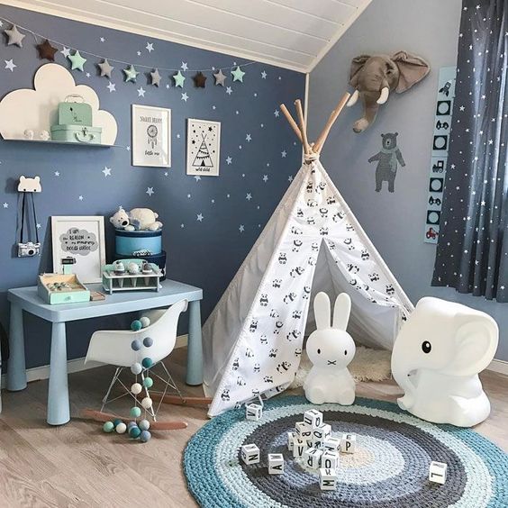 Warna biru untuk kamar anak (Foto: Pinterest)