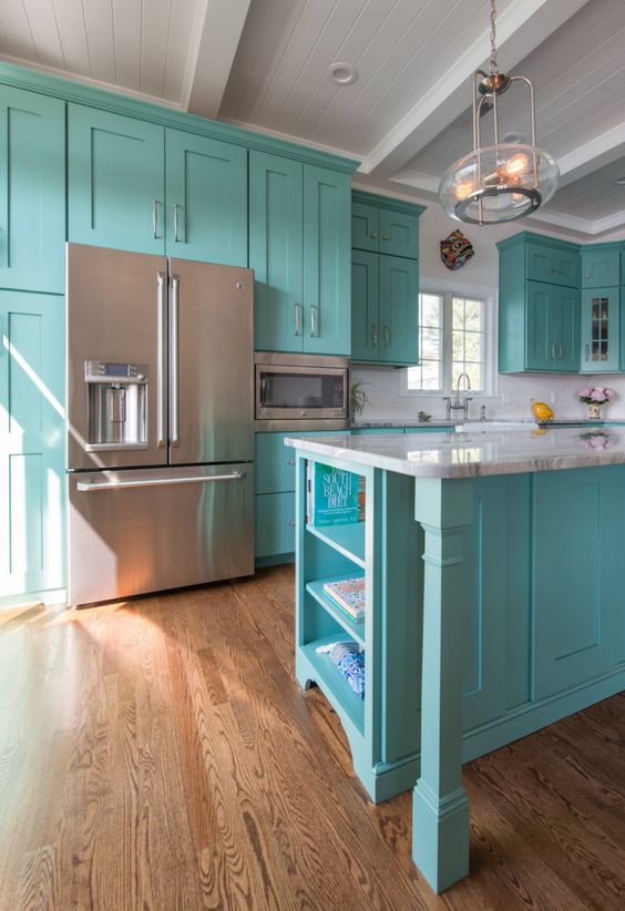 Dapur dengan warna turqoise (Foto: Pinterest)