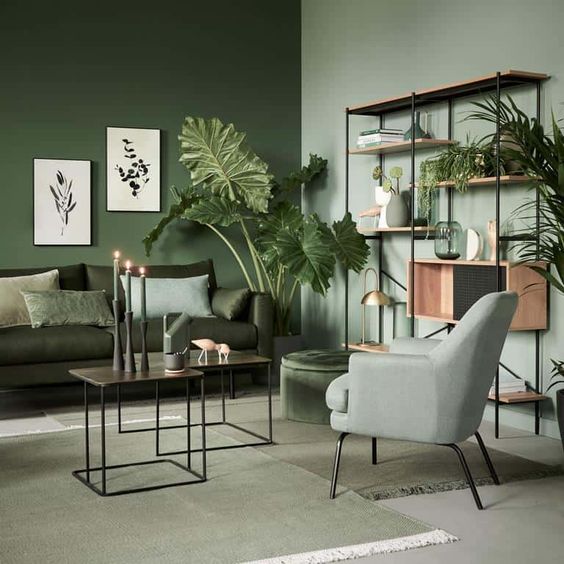Desain interior rumah dengan warna hijau (Foto: Pinterest)