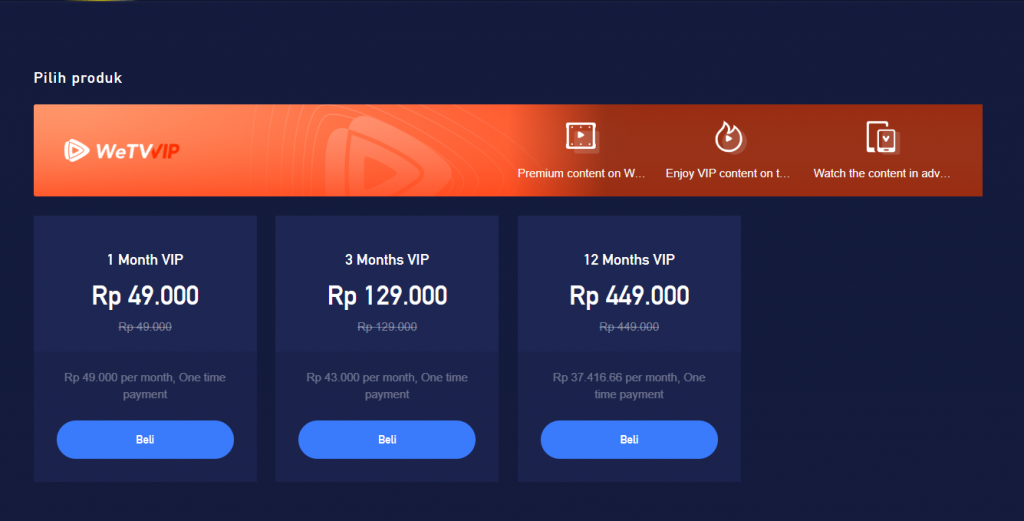 Daftar paket berlangganan WeTV iFlix (Foto: web)