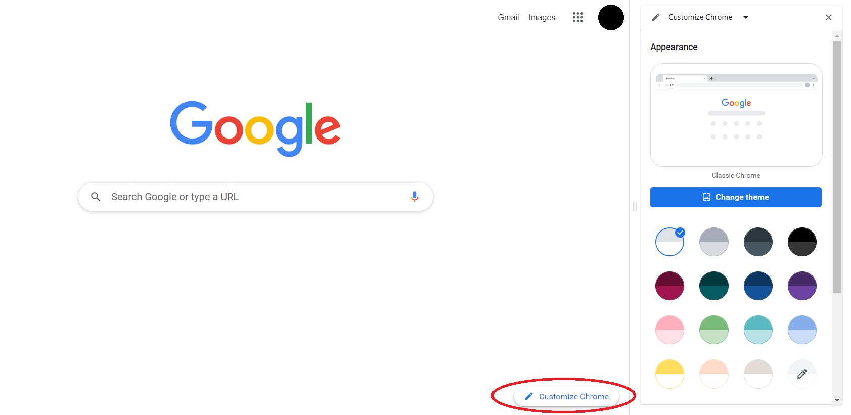 Kustomisasi tampilan browser Chrome (Foto: Google Chrome)