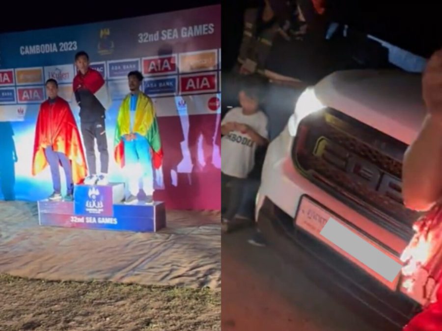 Momen penyerahan medali pemenang jalan cepat 20 km hanya menggunakan lampu mobil (Foto: TikTok @bungabdur)