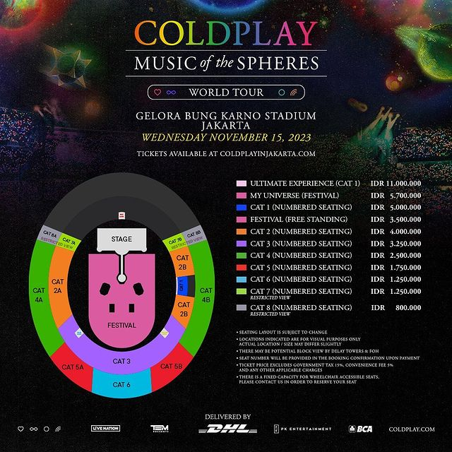 Pricelist konser Coldplay di Jakarta (Foto: Third Eye Management)