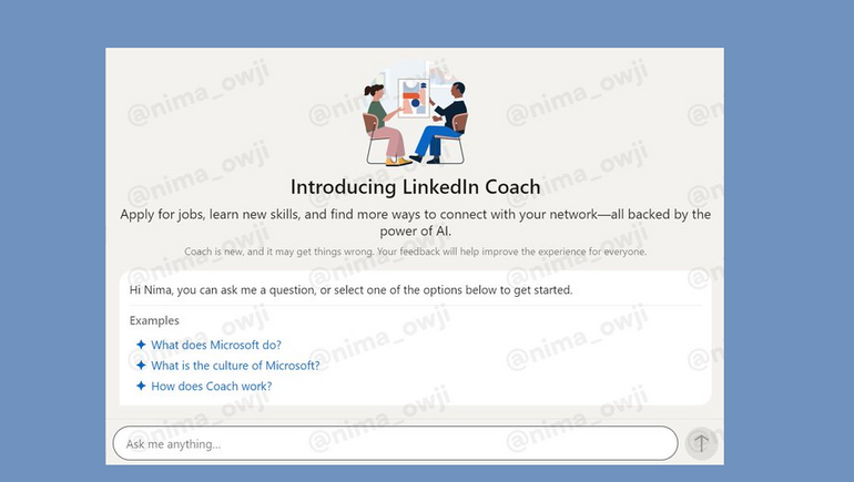 LinkedIn Coach. Source: Twitter @nima_owji