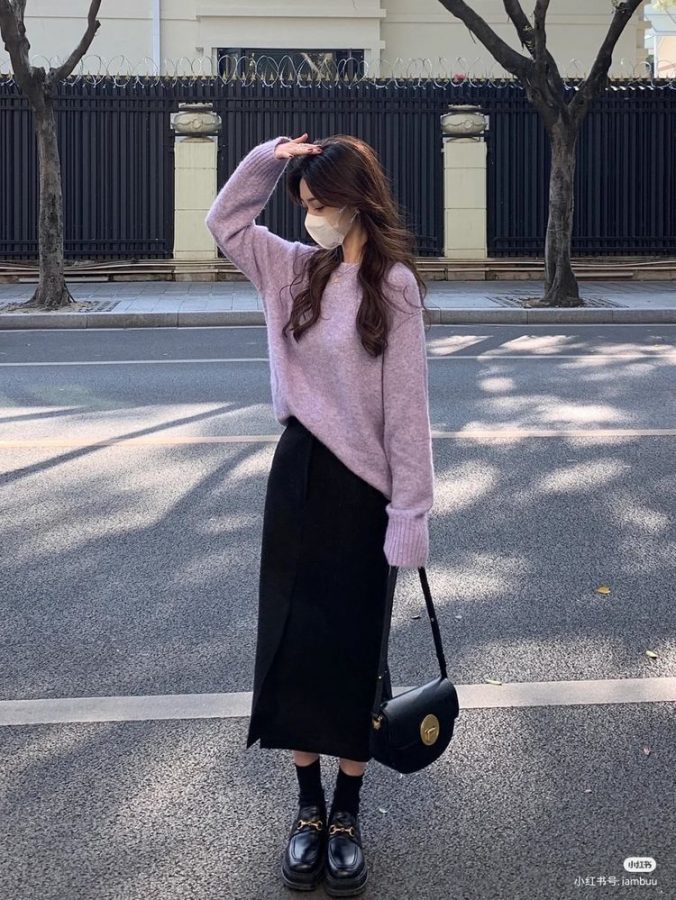 Cardigan dengan rok