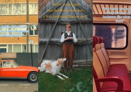 Tren Wes Anderson TikTok. Foto: Gizmodo/Akun TikTok @keithafadi, @verdeflowerco, @avawillyums.